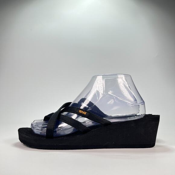 Teva Mush Mandalyn Wedge Ola 2 Black Flip Flop Sandals 1000099 Women's Size 9 - Picture 4 of 9